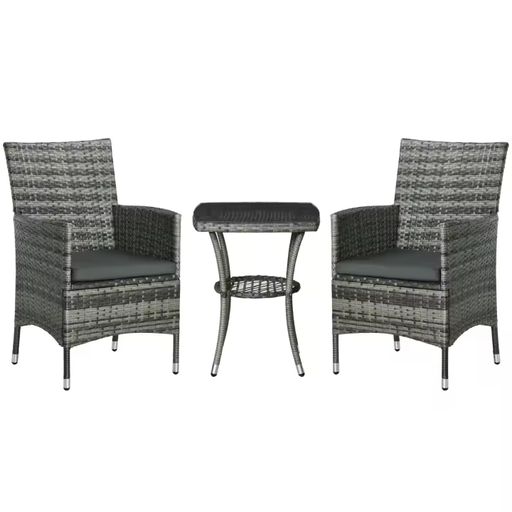 Conjunto de muebles de balcón Conjunto de 2 muebles de jardín de ratán Poly Rattan - 1