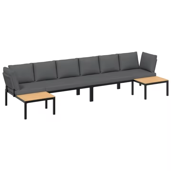 vidaXL Set de sofás de jardín con cojines 4 piezas aluminio negro - 1