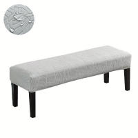 Cubierta De Banqueta Para Comedor Resistente Al Agua Textura De Hoja Tejida Elástica En Spandex Lavable Suave Y Desmontable - details 6