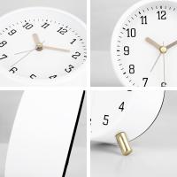 Reloj Despertador Analógico Silencioso, Metal Blanco Leche Classic with Luz Nocturna, Reloj de Mesa Moderno para Mesilla Dormitory 11cm - details 1