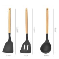 Set De Utensilios De Cocina Ecológicos De Silicona 12PCS Incluye Espátulas Cuchara Batidor Con Mango De Madera No-Artritis Para Cocina - details 2