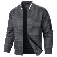 Chaqueta De Manga Larga Para Hombre Con Cuello Erguido Y Cremallera Estilo Casual Chaqueta De Patoche Con Patrón Cuadriculado - details 36