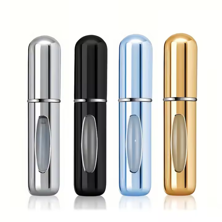 1/4Pcs Botella De Repuesto Recargable De 5ml Portátil Para Cosméticos Y Perfume Miniatura De Aluminio Para Viajes - 1
