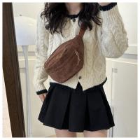 Bolso De Hombro Para Mujer De Corduroy Estilo Fashion 2024 Bolso De Pecho Cruzado Mochila Bananera De Cinturón De Bum Bolsa De Estudiante Con Cinturón - details 3