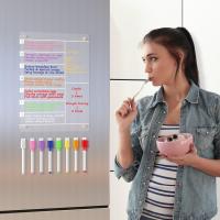 Tablero De Menú Magnético De Acrílico Para Nevera Con 8 Marcadores Calendario Semanal De Borrado Con Dibujo Para Cocina - details 1