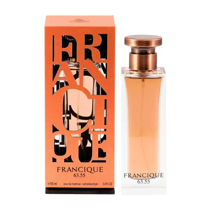 Perfume Árabe 100% Original Fragrance World Francique 63.55 Perfumed Water Unisex 100ml | Elegancia y Sofisticación en una Fragancia Exclusiva con Notas Amaderadas y Especiadas | Perfume de Alta Calidad, Larga Duración y Presentación de Lujo para Hombres - 1