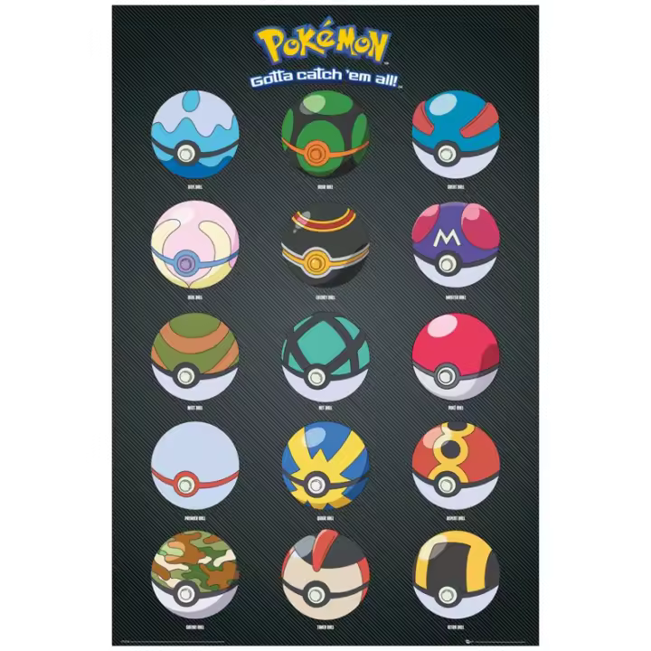 Poster Pokémon Pokeballs, 91,5 x 61 cm, 170 g/m2 - 1
