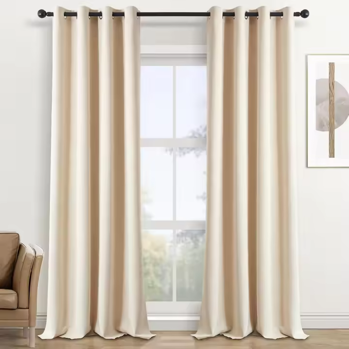 Topfinel Cortinas Salon Modernas Termicas Aislantes Opacas con Ojales para Cocina Habitacion Infantil Dormitorio 2 Piezas 140x240cm Beige - 1