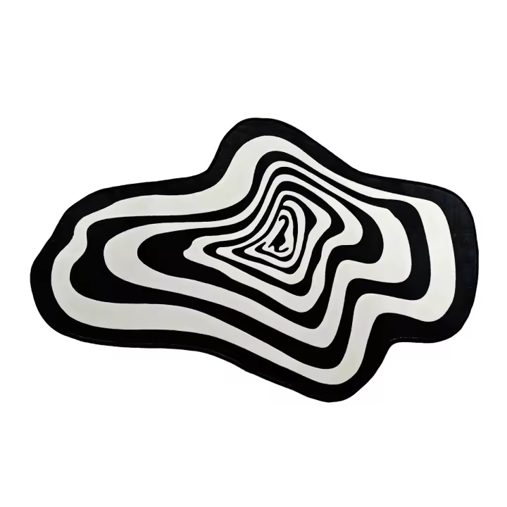 Carpet Irregular Para Sala De Estar Y Dormitorio Decoración Moderna Alfombra Negra Y Blanca Máquina Lavable Estilo Clásico - 1