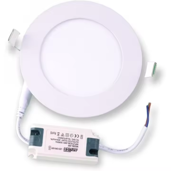 Jandei - Downlight LED Panel Extraplano Redondo para Empotrar en Techo. Iluminación 6W. Luces de Bajo Consumo para Baño, Cocina, Salón, Pasillo, Techo - 1