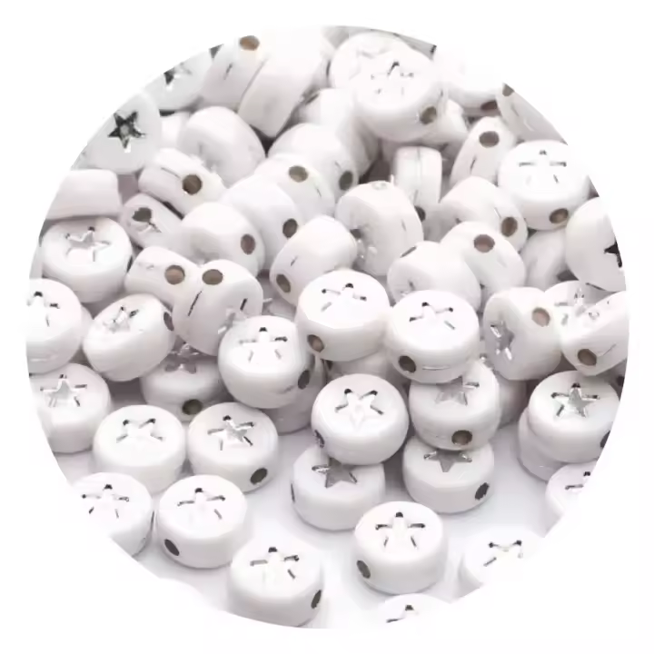 Cuentas Acrílicas Estrelladas Redondas Planas Para Creación De Joyería DIY Pulseras Accesorios 4x7mm Pack De 100/200/300/500 - 1