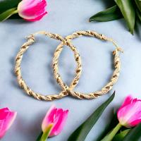 ( ARO ) Pendientes ARO Retorcidos Italianos  35 mm 2.78 mm Oro 18 Kilates con Certificado de Calidad - details 1