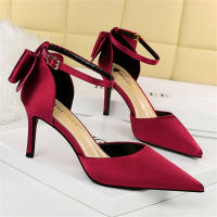 Sandalias De Satén Para Mujer Verano Con Nudo De Mariposa Bajo Tacón 8cm 10cm Alta Calidad Clásicas Bigtree Zapatos De Boda Low Heels - details 10