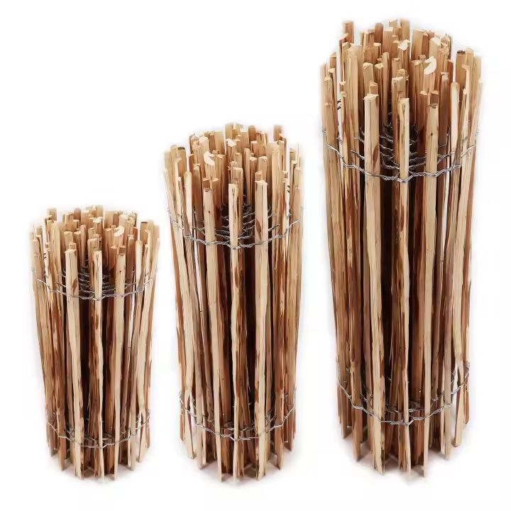 Valla de estacas de 15 m, distancia entre listones de 50 cm de alto, valla de jardín de 4-6 cm, valla de castaño de madera de avellana - 1