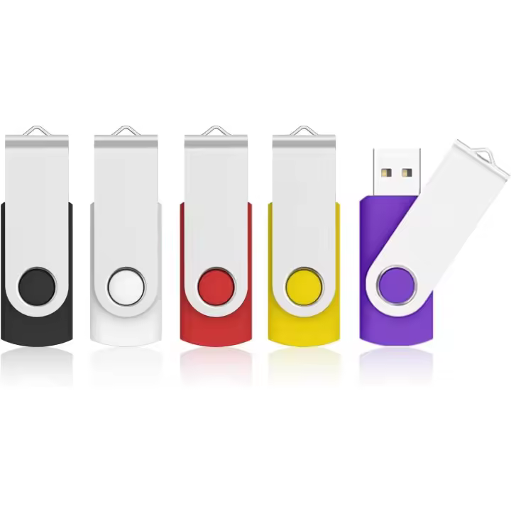5 Unidades Memoria USB, USB 2.0 Pendrives USB 8GB Ligero Pequeño y Práctico USB Stick Flash 5 Colori Lote Pendrive 8GB para Ordenador/TV/Coche/Player-(Negro, Blanco, Rojo, Amarillo, Morado) - 1
