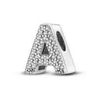 S925 Plata Color Dazzling Alfabeto 26 Letras Encantos Joyería Fina Para Creación DIY Regalos De Cumpleaños Compatible Con Pulseras Originales Pandora - details 2