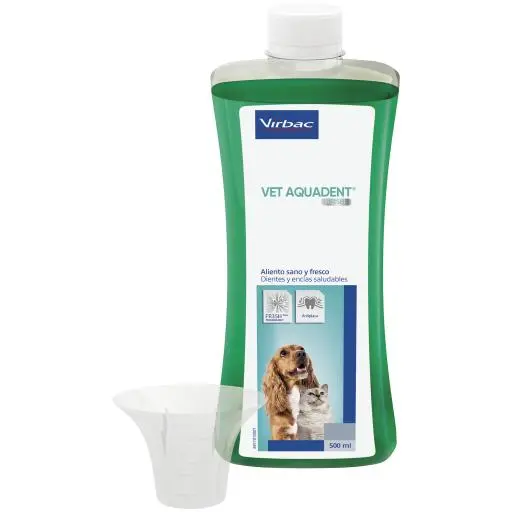 Virbac Vet Aquadent Líquido para la Higiene Dental en Perros y Gatos - 500 ml - 1