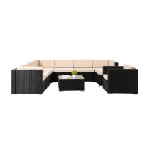 AREBOS Muebles jardín de poliratán Lounge Granada 8 personas combinable negro - details 7
