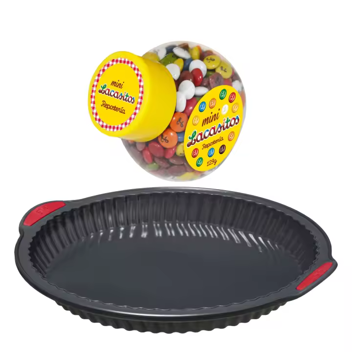 Pack repostería:LACASITOS MINI COLOR BOTE 129G+Silitop" molde de silicona para tarta 26 cm negro rojo - 1