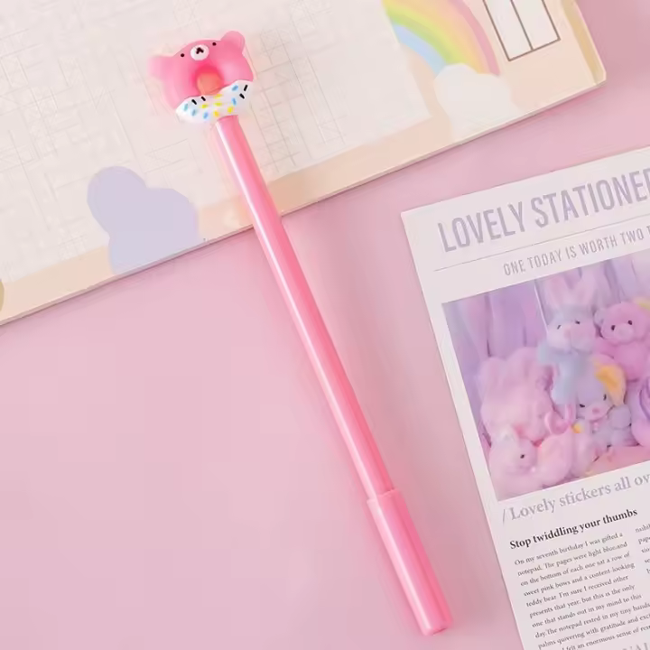 4 Piezas De Stationery Dulces Y Lindos Rotuladores De Gel Con Animales De Donuts Creativos Para Escuela Y Oficina - 1