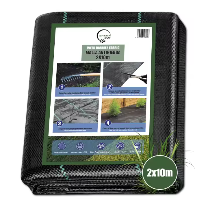 GREEN GOF Malla Antihierbas Premium 130g/m² - Ultra Resistente. Varios Tamaños. Alta Estabilización UV, Permeable y Transpirable - Protección contra Las Malas Hierbas. Geotextil para Jardín y Terraza. - 1
