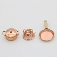 Set De 3 Piezas Para Muñecas 1:12 Casa De Muñecas Miniatura Sartén De Bronce Olla Cocina Utensilios De Cocina Accesorios Para Muñecas - details 9