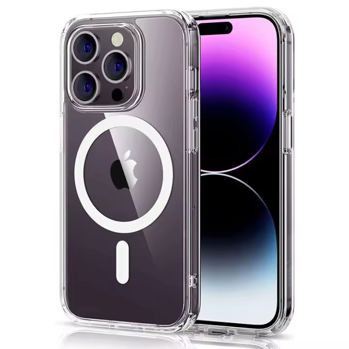 Funda Transparente Para iPhone 14 13 12 11 15 pro Max Magsafe Carga Inalámbrica Animación Cubierta Protectora Anti-Resbaladiza Resistente a Arañazos Y Huellas Para Modelos 7 8 XR XsMax - 1