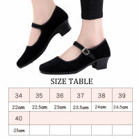 Dynadans-Women Ballet Tango Dance Shoes Indoor Dance Practice, Coral Velvet Upper, Black with 2.5cm Heel - details 0