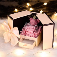Flores perpetuas Regalos hechos a mano Premium Feeling Rose Caja de Giano Arreglo Puerta Doble Cajas de joyería de Regano de San Valentín - details 0