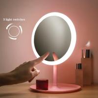 Espejo De Maquillaje Desmontable Con Luz LED Base De Almacenamiento 3 Modos Recargable Por USB Para Fotografía Y Video - details 0