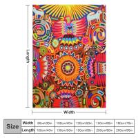 Manta Grande Y Cómoda De Tamaño Rey Estilo Vintage Arte Folclórico Huichol Colorido Mexicano Manta De Terciopelo Coral Para Adultos - details 1