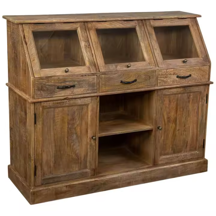 Aparador de madera envejecido marrón 129x45x106 - 1