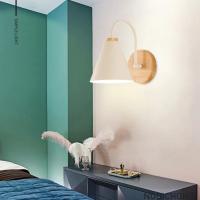 Iluminación De Pared Nórdica Luz De Noche Para Dormitorio Y Sala De Estar Decoración De Madera Retro Lámpara De Interior LED Moderna - details 0