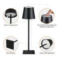 Lámpara De Mesa LED Con Sensor De Toque Luz Nocturna Recargable Inalámbrica Para Decoración De Habitación Bar Restaurante Hotel - details 7