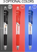 12pcs Bolígrafos Gel Retráctiles De Punta De Metal 0.5mm En Colores Clásicos Negro/Azul Rojo Para Escuela Escribir Suave Con Cuerpo Ergonómico - details 2