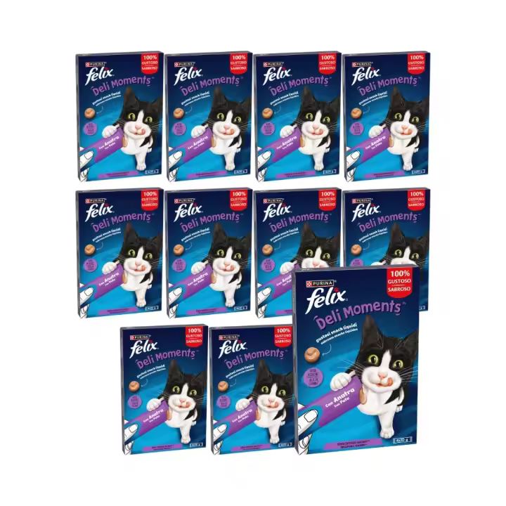 FELIX - Deli Moments Pato (44x10 gr) - Snack Líquido para Gatos (11 Cajas de 4x10 gr) - 1