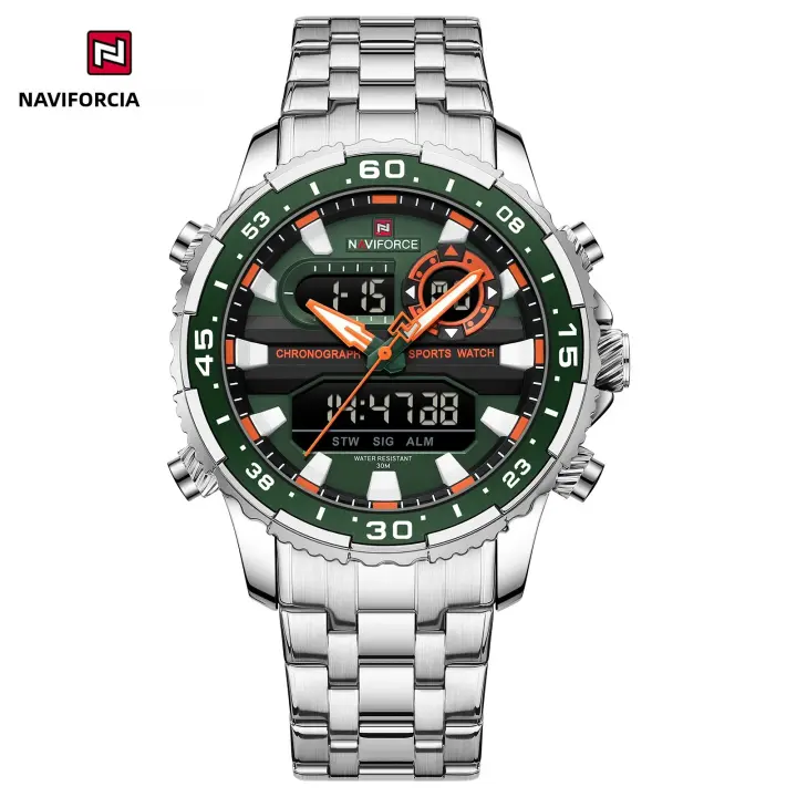 Reloj De Pulsera De Lujo Para Hombre NAVIFORCE NF9234 En Color Negro Y Oro Resistente Al Agua De Acero Inoxidable Cuarzo Deportivo Con Banda De Acero Y Cristal Hardlex - 1