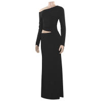 Vestido Largo De Cintura Bajada Asimétrico Para Mujer Estilo Europeo Nueva Colección Otoño 2024 Color Sólido Manga Larga Ajustado - details 26