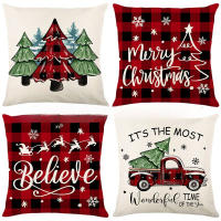 Nueva 4pcs Cojín Navideño De Peluche Corto Y Lino Estampado De Dibujos Animados Americanos Decoración Para El Hogar Material Poliéster - details 5