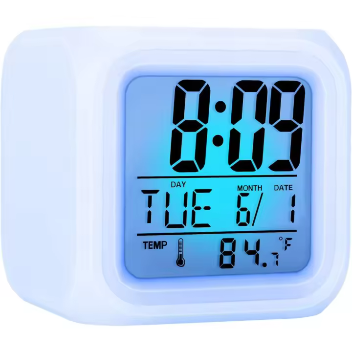 Reloj Digital para Niños 7 Colores Luz Nocturna - 1