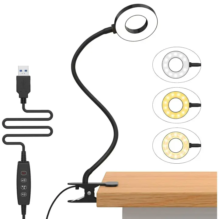 Luz de lectura LED con clip [3 colores y 10 brillos], bloqueo de luz azul, lámpara de escritorio de estudio - 1