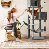 Torre de gatos multinivel en gris claro, con vivienda, cama y rascador integrados - details 5
