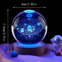 Bola De Cristal Solar Sistemas 3D Decoración Luz Nocturna Pequeña Regalo Para Mujer Y Amigas Base De Colores Variados - details 1