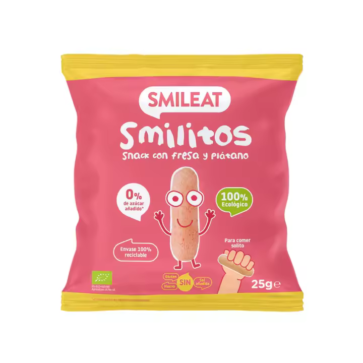 Smilitos de fresa y plátano bio Smileat 25 gramos - 1