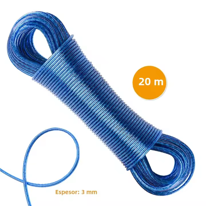 Línea De Secado De Ropa De 20M Con Núcleo De Acero Fuerte Y Gruesa Para Interiores Y Exteriores Jardín Viajes Colores Disponibles: Azul - 1