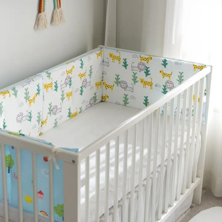 LALA - Barandilla de Cama para Bebé, Valla de Tela anticolisión, Bolsa de Algodón Puro, Leopard de la jungla 120*30, a Pieza - 1