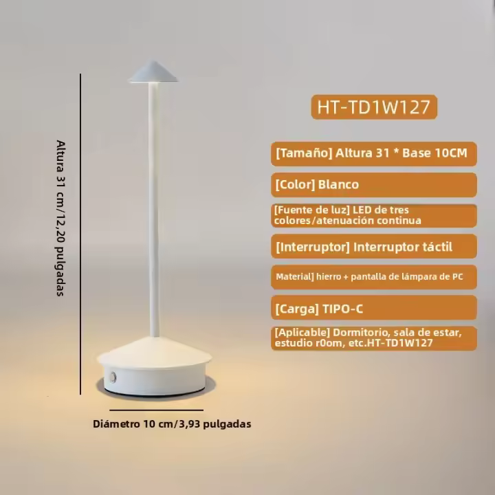 Lámpara De Mesa Recargable Creativa Para Comedor Toque LED Para Hotel Bar Café Lámpara Decorativa Para Escritorio Luz Nocturna - 1