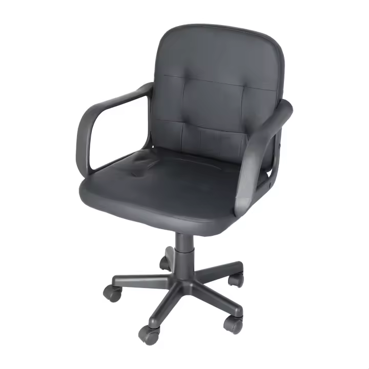 Silla de Oficina Negra | Cómoda y Confortable | Acolchado Polipiel | Elevación a Gas - 1