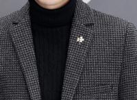Traje Casual Grueso Para Hombre Estilo Coreano De Moda Abrigo Occidental Slim Ajustado Traje De Otoño E Invierno Con Cierre Simple - details 15