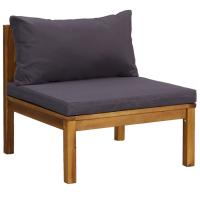 vidaXL Sofá intermedio seccional cojín madera de acacia Gris oscuro, Blanco crema, Conjunto Terraza Muebles Jardín Exterior Juego de Muebles de jardín Mueble Jardín Exterior Muebles de Salon Exterior - details 1